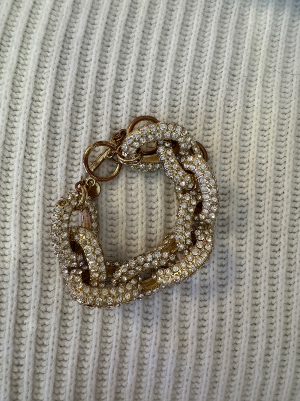 J. Crew Gold Crystal Pave Link Bracelet